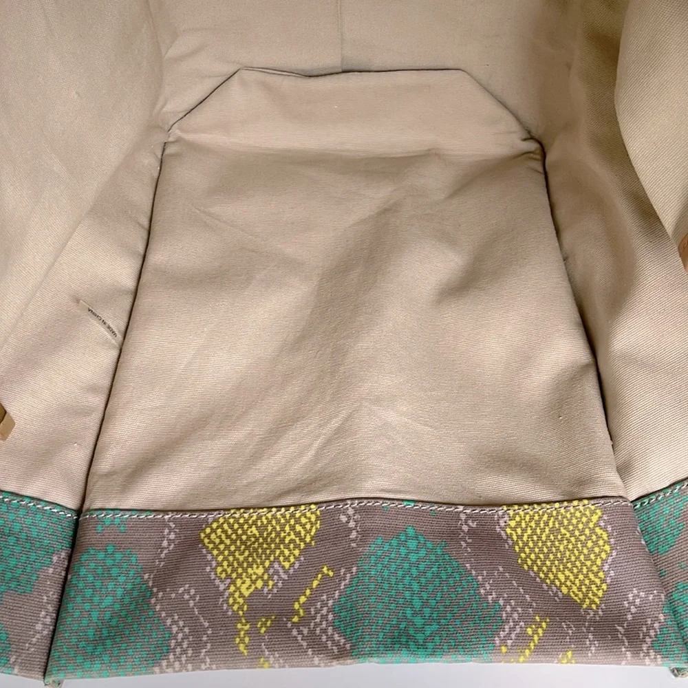 Tory Burch Ella Snake Skin Print Teal/Lime Large Tote